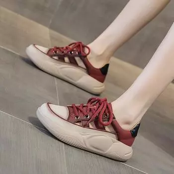 Внутренняя высота ретро мягкая подошва толстый низ модные спортивные повседневные сандалии 34 красный