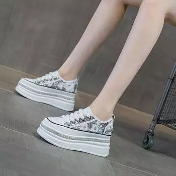 Внутренняя высота увеличивается белые туфли модные толстые женские туфли 33 розовый