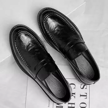 Внутренняя высота увеличивается деловой повседневный кожаный мужской туфли 6 см набор стопы мужской туфли одна педаль низкий верх Doudou мужской 38