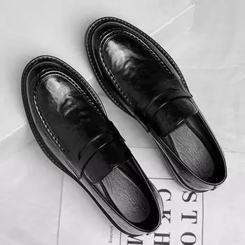 Внутренняя высота увеличивается деловой повседневный кожаный мужской туфли 6 см набор стопы мужской туфли одна педаль низкий верх Doudou мужской 38