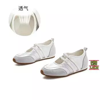 Внутренняя высота увеличивается на 2,5 см, кожаные туфли Мэри Джейн, женские, лето 2025, новые немецкие кроссовки с плоской подошвой, неглубокое горлышко, универсальные женские туфли 35
