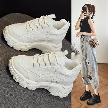 Внутренняя высота увеличивается папины туфли женские весна и осень 2025 новые толстые подошвы маленькие 9 см спортивные и повседневные женские туфли одинарные туфли 34