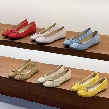Внутренняя высота увеличивается ретро красные одинарные туфли женские туфли 2025 новая весна французские розовые балетки нежные вечерние туфли 35 жёлтый