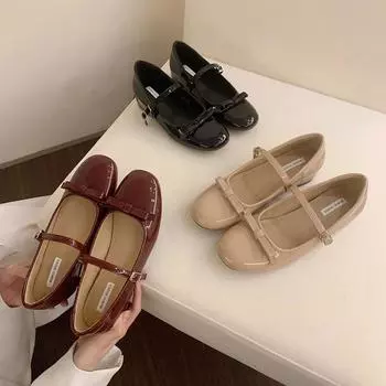 Внутренняя высота увеличивается ретро красные одинарные туфли женские туфли 2025 новая весна французские туфли Мэри Джейн черные пригородные кожаные туфли 35 телесный