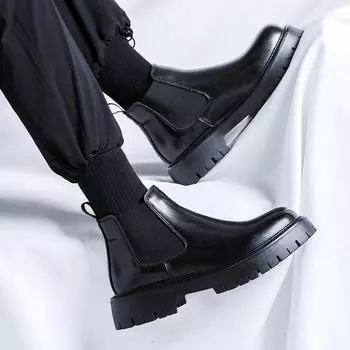 Внутренняя высота увеличивающие ботинки Brock Chelsea мужские высокие кожаные ботинки Gouging British Martin Boots 2113-R 38 коричневый