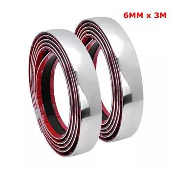 Внутренняя защита от столкновений, декоративная лента для бампера, защитная лента для защиты кромки, хромированная пластина 6MM x 3M