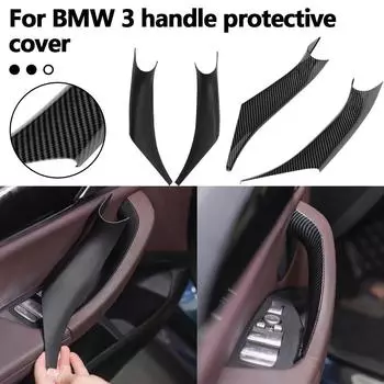Внутренняя защитная крышка дверной ручки для BMW X3/IX3/X4, наклейка на подлокотник F25G08, модификация, матовый черный + углеродное зерно, царапины Y3B1