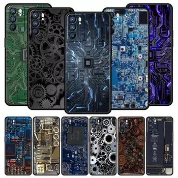 Внутри материнской платы чехол для Oppo Find X5 A54 A53 A52 A9 2020 A15 A95 A76 A74 A12 Reno7 SE Reno6 Pro Plus 5G чехол Oppo A15