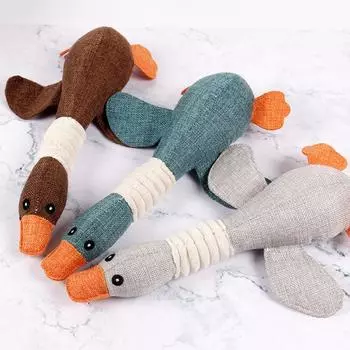 Vocal Plush Toy Durable and Cute Plush Kitty and Puppy Toys Odorless Pet Accessories in The Style of Burlap Geese Pet Supplies зелёный