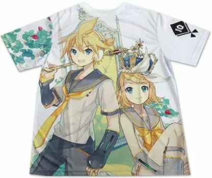 VOCALOID Kagamine Rin and Len 10th Anniversary Shop Limited Полная графика Белый Бесплатный размер Kagamine Rin Kagamine Len Отдельная футболка и (А/Рин Краун)