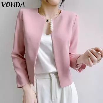 VODNA женский однотонный свободный элегантный костюм с круглым вырезом 3/4 и длинными рукавами, расшитый бисером