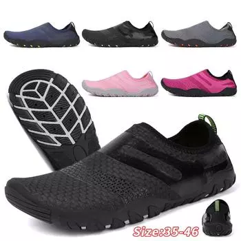 Водная обувь для мужчин, женщин, пляжная обувь для воды, сандалии для плавания, дренажная спортивная обувь для ходьбы, быстросохнущая лодка, босиком, йога, тренажерный зал, рыбалка, серфинговые кроссовки 35 чёрный
