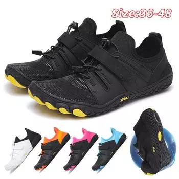 Водная обувь для мужчин, женщин, пляжная обувь для воды, сандалии для плавания, дренажная спортивная обувь для ходьбы, быстросохнущая лодка, босиком, йога, тренажерный зал, рыбалка, серфинговые кроссовки 36 чёрный