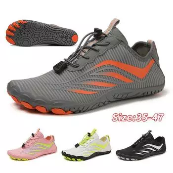 Водная обувь для мужчин, женщин, пляжная обувь для воды, сандалии для плавания, дренажная спортивная обувь для ходьбы, быстросохнущая лодка, босиком, йога, тренажерный зал, рыбалка, серфинговые кроссовки 35 чёрный