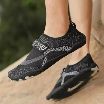 Водная обувь для мужчин, женщин, пляжная обувь для воды, сандалии для плавания, дренажная спортивная обувь для ходьбы, быстросохнущая лодка, босиком, йога, тренажерный зал, рыбалка, серфинговые кроссовки 35 чёрный