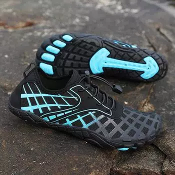 Водная обувь для мужчин, женщин, пляжная обувь для воды, сандалии для плавания, дренажная спортивная обувь для ходьбы, быстросохнущая лодка, босиком, йога, тренажерный зал, рыбалка, серфинговые кроссовки 36 чёрный