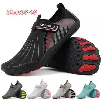 Водная обувь для мужчин, женщин, пляжная обувь для воды, сандалии для плавания, дренажная спортивная обувь для ходьбы, быстросохнущая лодка, босиком, йога, тренажерный зал, рыбалка, серфинговые кроссовки 36 светло-серый