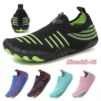 Водная обувь для мужчин, женщин, пляжная обувь для воды, сандалии для плавания, дренажная спортивная обувь для ходьбы, быстросохнущая лодка, босиком, йога, тренажерный зал, рыбалка, серфинговые кроссовки 35 темно-синий