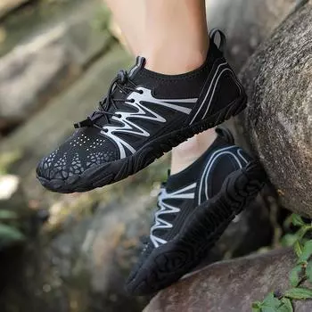 Водная обувь для мужчин, женщин, пляжная обувь для воды, сандалии для плавания, дренажная спортивная обувь для ходьбы, быстросохнущая лодка, босиком, йога, тренажерный зал, рыбалка, серфинговые кроссовки 35 чёрный