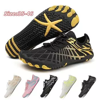 Водная обувь для мужчин, женщин, пляжная обувь для воды, сандалии для плавания, дренажная спортивная обувь для ходьбы, быстросохнущая лодка, босиком, йога, тренажерный зал, рыбалка, серфинговые кроссовки 35 золотой