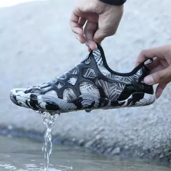 Водная обувь для женщин и мужчин Водная обувь Быстросохнущая обувь для плавания босиком в парном стиле 35 чёрный/серый
