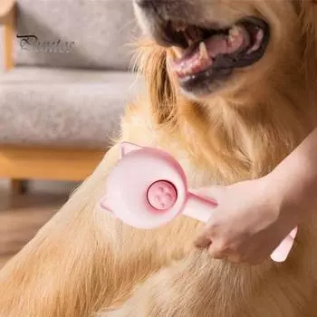 Водная щетка для кошек и собак, щетка для ухода за домашними животными, расческа для удаления шерсти с резервуаром для воды и кнопкой спуска для собак и кошек с длинной и короткой шерстью розовый