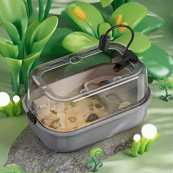 Водная среда обитания для черепах, ящик для разведения рептилий, универсальный резервуар с платформой, маленький серый