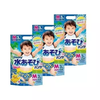 Водные штаны Moony размер M (6-12 кг) 3 шт. x 3 шт. в упаковке, дизайн «Синий Пикачу»