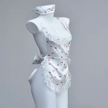 Водный дух горничная вишня чистое кружево фартук милое сексуальное нижнее белье сексуальная горничная милое One Size