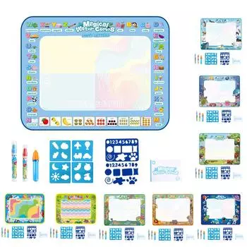 Водный коврик 31x23 дюйма, очень большой художественный коврик для рисования акварелью, многоразовый складной коврик для рисования водой, обучающий набор игрушек для рисования для детей старше 3 лет One Size