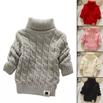 Водолазка для мальчиков и девочек, однотонные детские свитера, мягкий теплый пуловер, джемпер 90cm