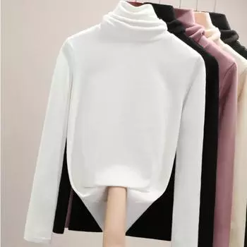 Водолазка-майка, тонкий бархат, тонкий однотонный женский пуловер с длинными рукавами, простой повседневный корейский модный осенне-зимний пуловер XL красный