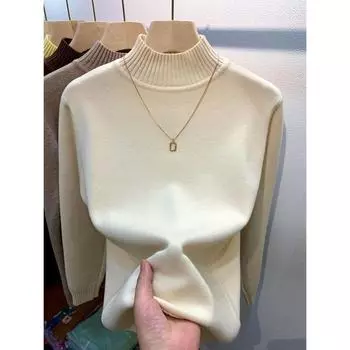 Водолазка однотонный свитер женская мода новые эластичные топы трикотажные пуловеры с длинным рукавом низ трикотажные простые шикарные одежды S зелёный