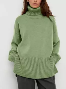 Водолазка осень зима свитер женский теплый базовый вязаный раздельный пуловер свободный повседневный женский джемпер длинный рукав свитер женские пуловеры верхняя одежда S белый