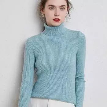 Водолазка, пуловер, свитера, женские осенне-зимние повседневные трикотажные джемперы больших размеров, однотонные базовые топы с высоким воротом XXL