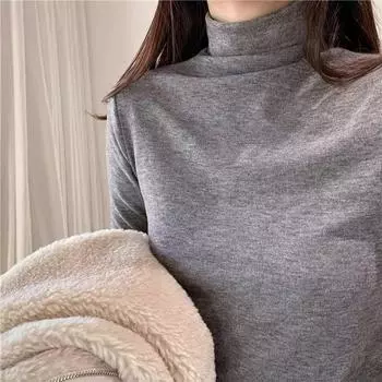 Водолазка с длинным рукавом, женская футболка на весну, осень и зиму, а также бархатная, универсальная, облегающая толстовка с наборным воротником. M