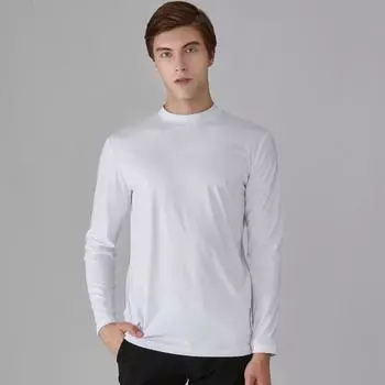 Водолазка с длинными рукавами из двойного мерсеризованного хлопка для мальчиков, осенняя одежда, модный однотонный хлопковый облегающий топ с водолазкой и низом рубашки 2XL хаки