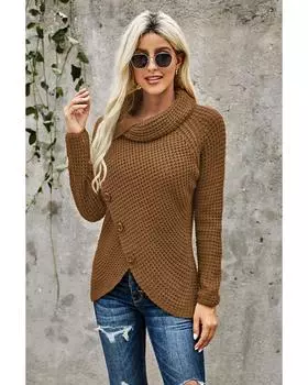 Водолазка с воротником-стойкой Azura Exchange на пуговицах L хаки