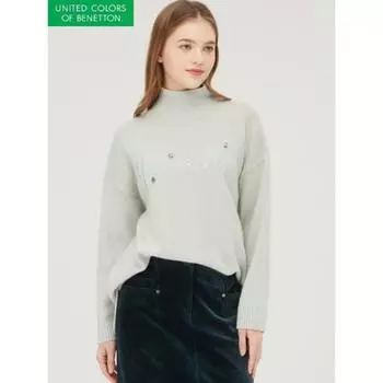 Водолазка с вышивкой бисером Benetton Bakp74361 BE/OS