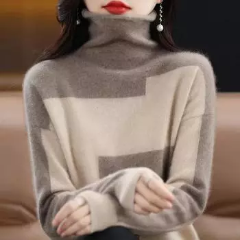 Водолазка, сочетающаяся по цвету, свитер-пуловер, женская осенне-зимняя свободная водолазка, вязаный низ свитера XXL зелёный