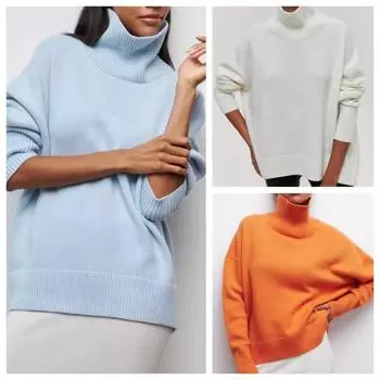 Водолазка свитер осень и зима новый свободный вязаный свитер однотонный универсальный классический популярный свитер для женщин S розы красного