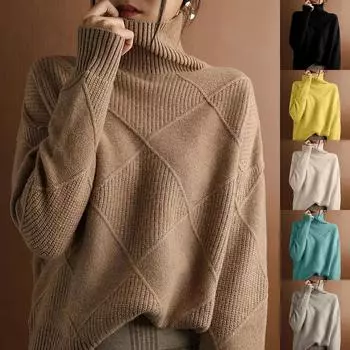Водолазка толстый свитер женский осень и зима низ свободный ленивый пуловер свитер однотонный толстый низ рубашка большой размер 3XL