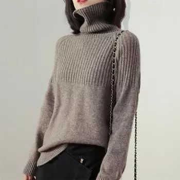 Водолазка, вязаный свитер, женский однотонный зимний утепленный джемпер, женские повседневные топы, корейский пуловер большого размера XL чёрный