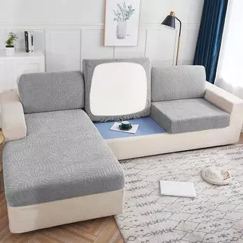 Водонепроницаемая 1/2/3/4 местная подушка, чехол для сиденья дивана, плотная защита от пыли, жаккардовое плюшевое волокно для гостиной BACK CUSHION