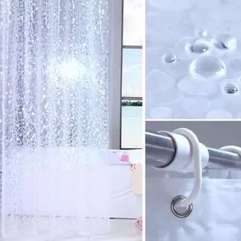 Водонепроницаемая 3D-занавеска для душа с 12 крючками, прозрачная для ванной, для украшения дома