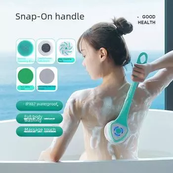 Водонепроницаемая электрическая массажная щетка для душа с длинной ручкой — многофункциональное средство для чистки спины и лица. five-brush electric brush. Chinese Version белый