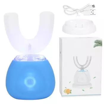 Водонепроницаемая электрическая зубная щетка UShaped, умная ультразвуковая зубная щетка для чистки зубов(Темно-синий ) темно-синий