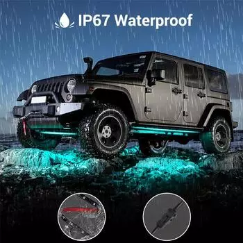 Водонепроницаемая автомобильная подсветка, атмосферная лампа, неоновый акцент, светодиодная лента, приложение/пульт дистанционного управления, RGB, авто, наружная декоративная подсветка днища