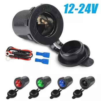 Водонепроницаемая автомобильная розетка прикуривателя 12 В-24 В со светодиодным индикатором, морская розетка для мотоцикла IP66 с множественной защитой безопасности