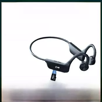 Водонепроницаемая беспроводная Bluetooth-гарнитура с костной проводимостью и слотом для карты памяти для занятий спортом — совместима с iOS и Android. синий